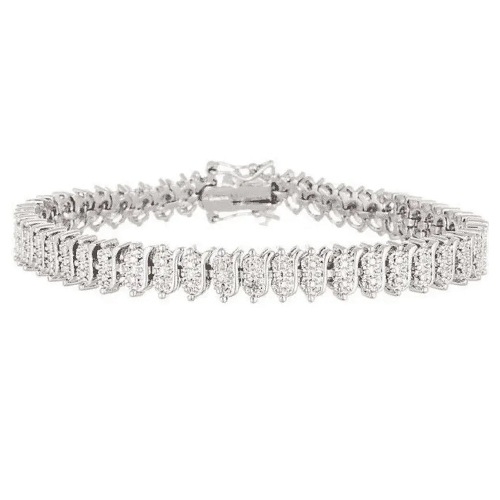18K White Gold Plated Simulated Diamond Tennis Bracelet
