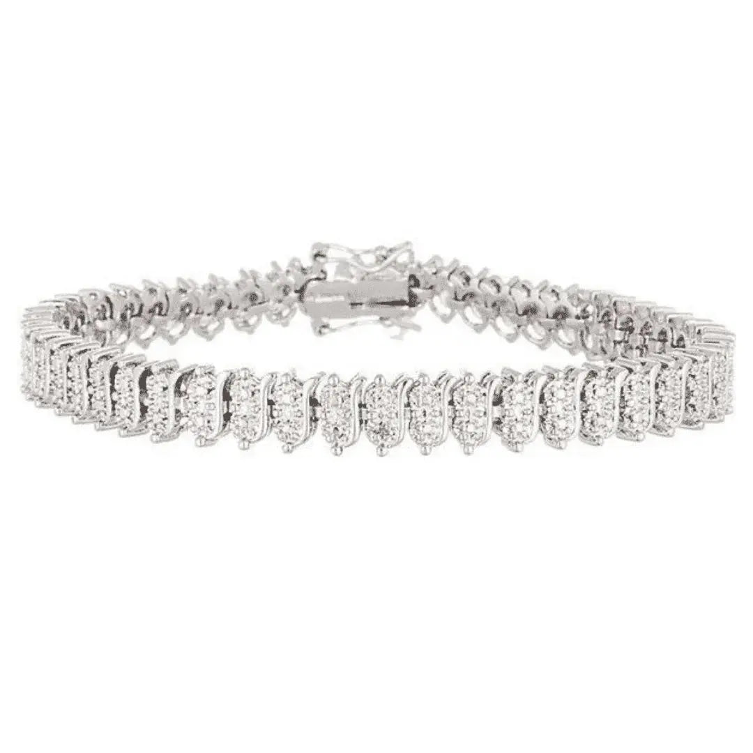 18K White Gold Plated Simulated Diamond Tennis Bracelet