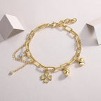 0.5-carat Luxury And Fashionable Light Luxury Trend Jewelry Silver Bracelet Set With Top-quality Moissanite, S925 Silver Electroplated With Gold NP Collection