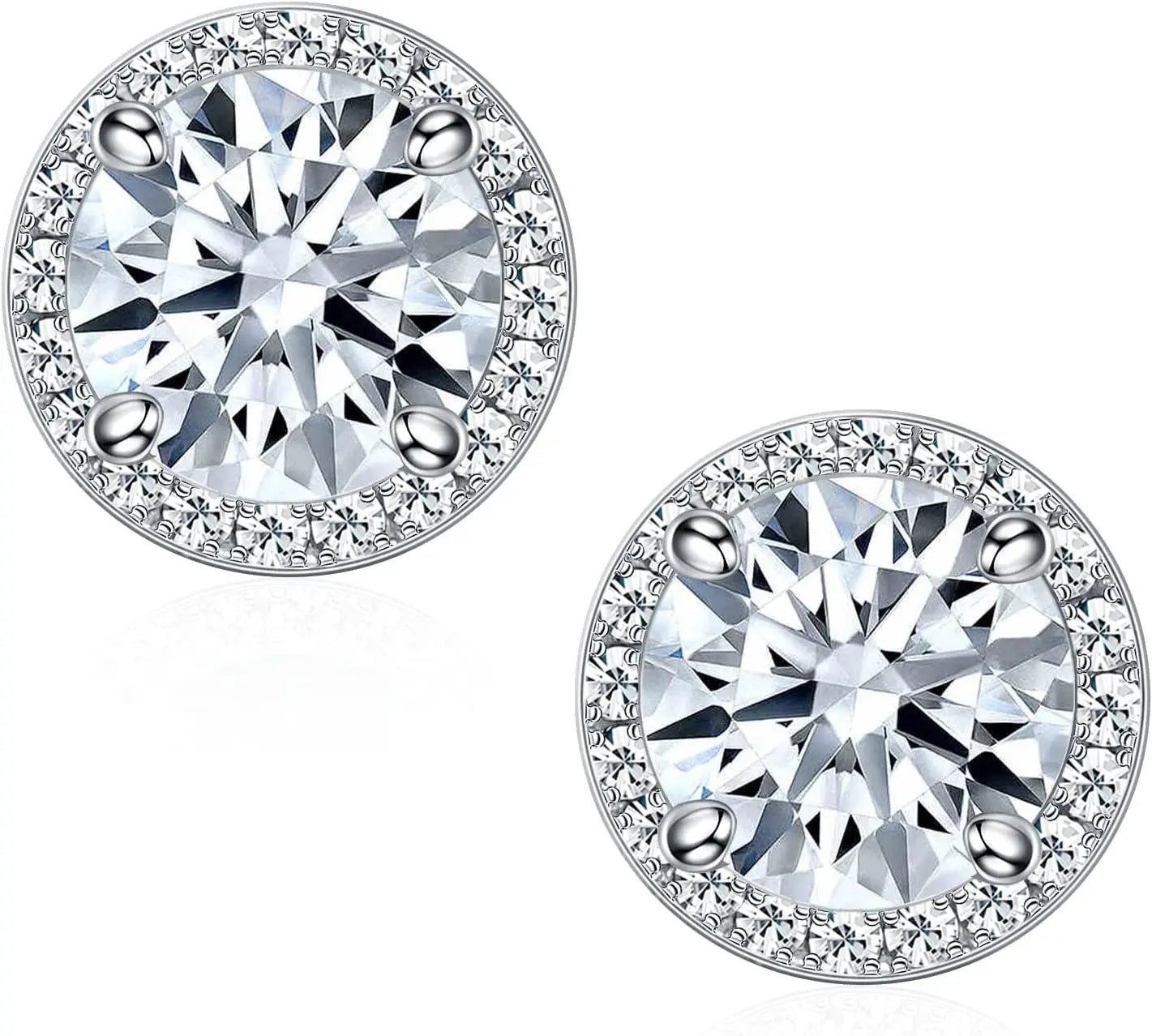 Halo Earrings for Women, 925 Sterling Silver 