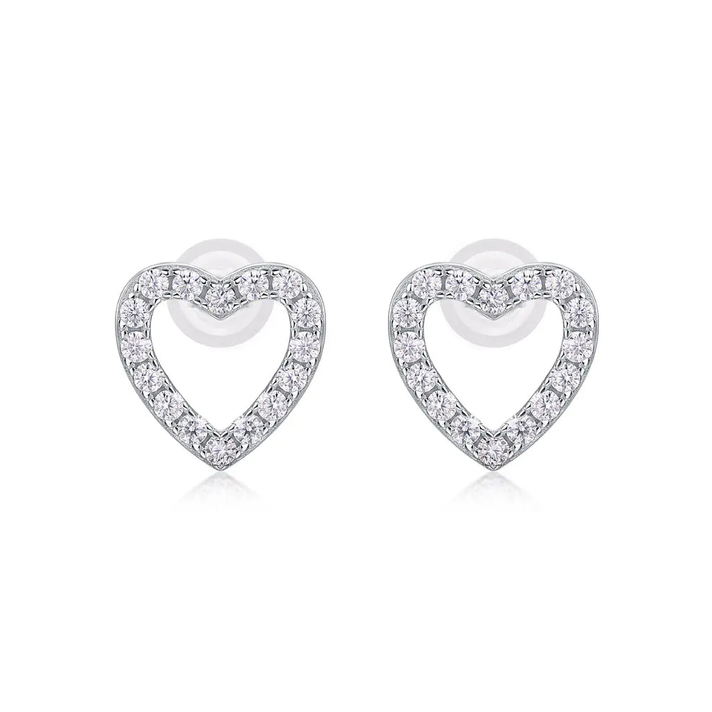 From the Heart - Moissanite S925 Sterling Silver and Platinum-Plated Stud Earrings 
