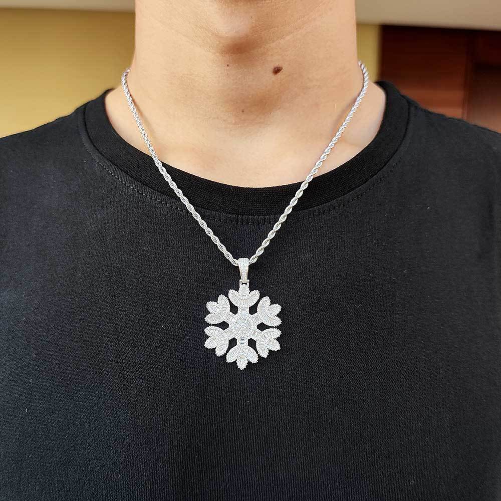 Zircon Snowflake Pendant Jewelry Real Gold Electric