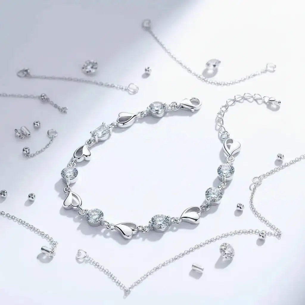 Heart Moissanite Bracelet Silver 