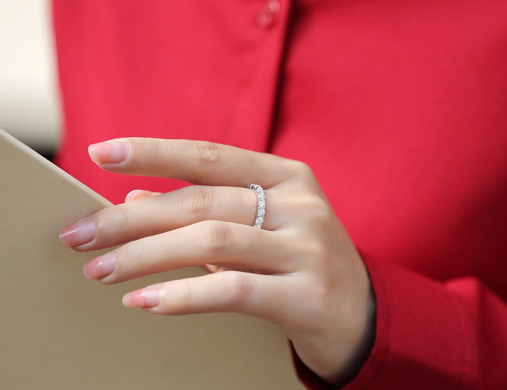 Wedding Ring Set With Top-quality Moissan S925 Silver And Platinum-plated Diamond