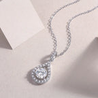 1Heart Charm Diamond Jewelry Piece Set with 1-Carat Moissan Diamond S925 Sterling Silver and Platinum-Plated Pendant