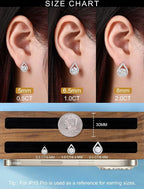 Moissanite Stud Earrings, 18K White Gold Vermeil, 925 Sterling Silver 1.0Ct 