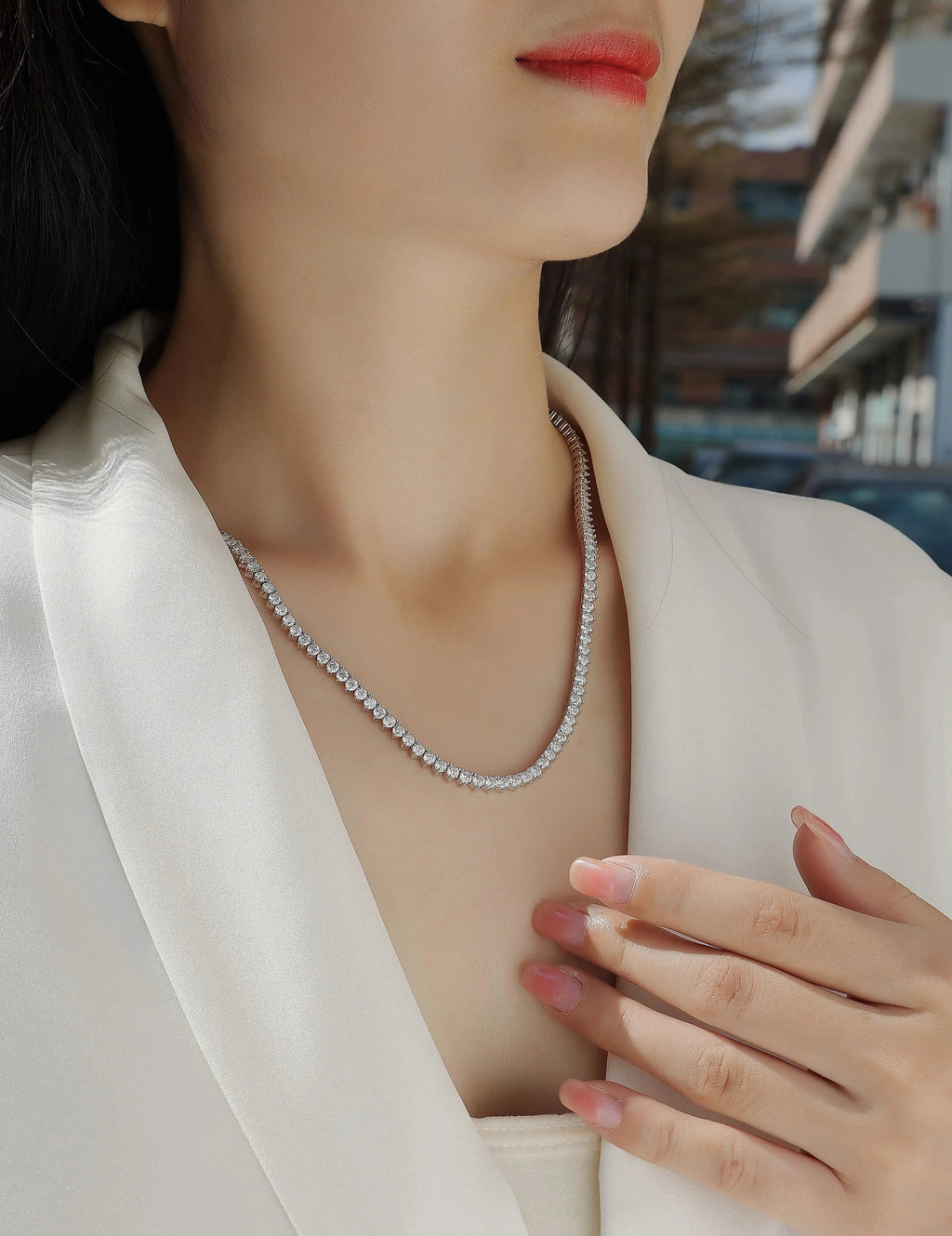 Solitude - A Luxurious And Fashionable Light Luxury Jewelry Necklace Pendant Set With Top-quality Moissanite, S925 Silver-plated Platinum NP Collection
