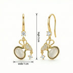 925 Sterling Silver Elegant Moonstone Gourd Drop Earrings with Shimmering Brilliant Accents