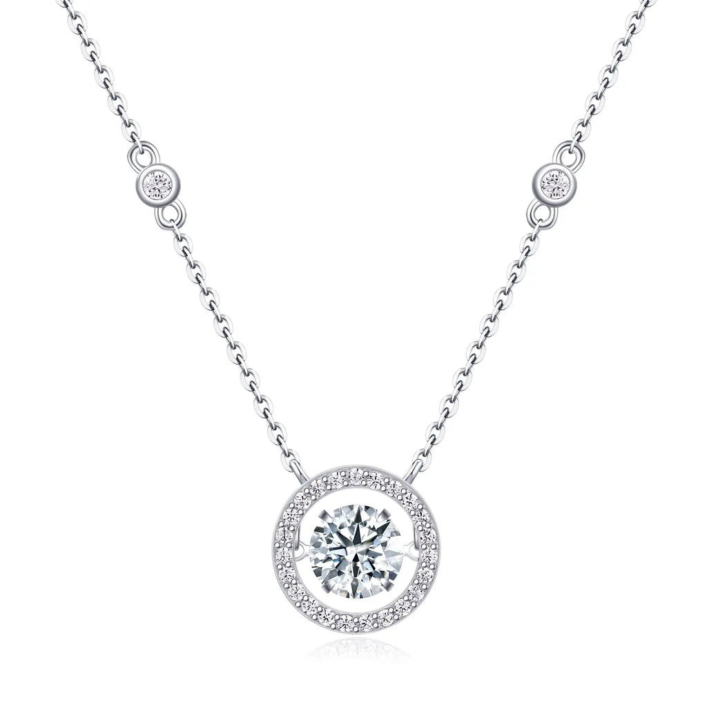 1Mobius - a Fashionable and Luxurious Diamond Jewelry Piece Set with 1-Carat Moissanite S925 Sterling Silver and Platinum-Plated Pendant Prohibit Tk Sales