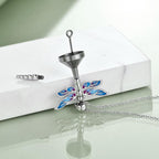 Sterling Silver Dragonfly Urn for Ashes Opal Dragonfly Cremation Necklace