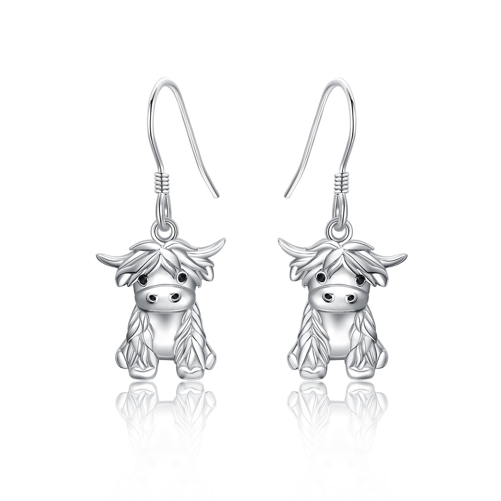 925 Sterling Silver Highland Cow Earrings