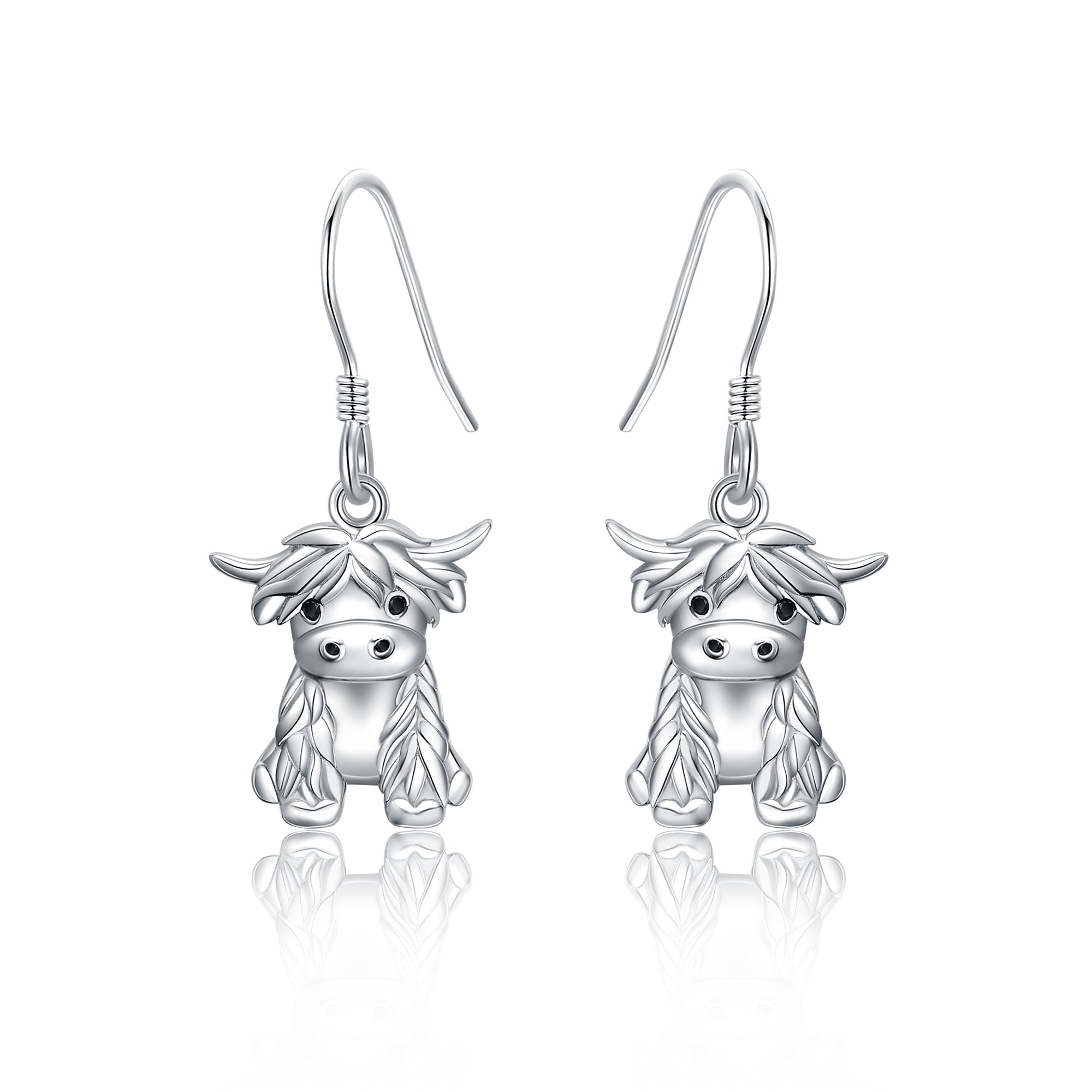 925 Sterling Silver Highland Cow Earrings