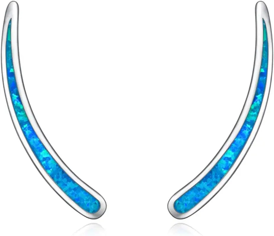 925 Sterling Silver Ear Climbers Earrings for Women Created Opal Earrings for Women Crawler Earrings Jewelry Birthday Valentines Day Gifts for Mom Wife Her