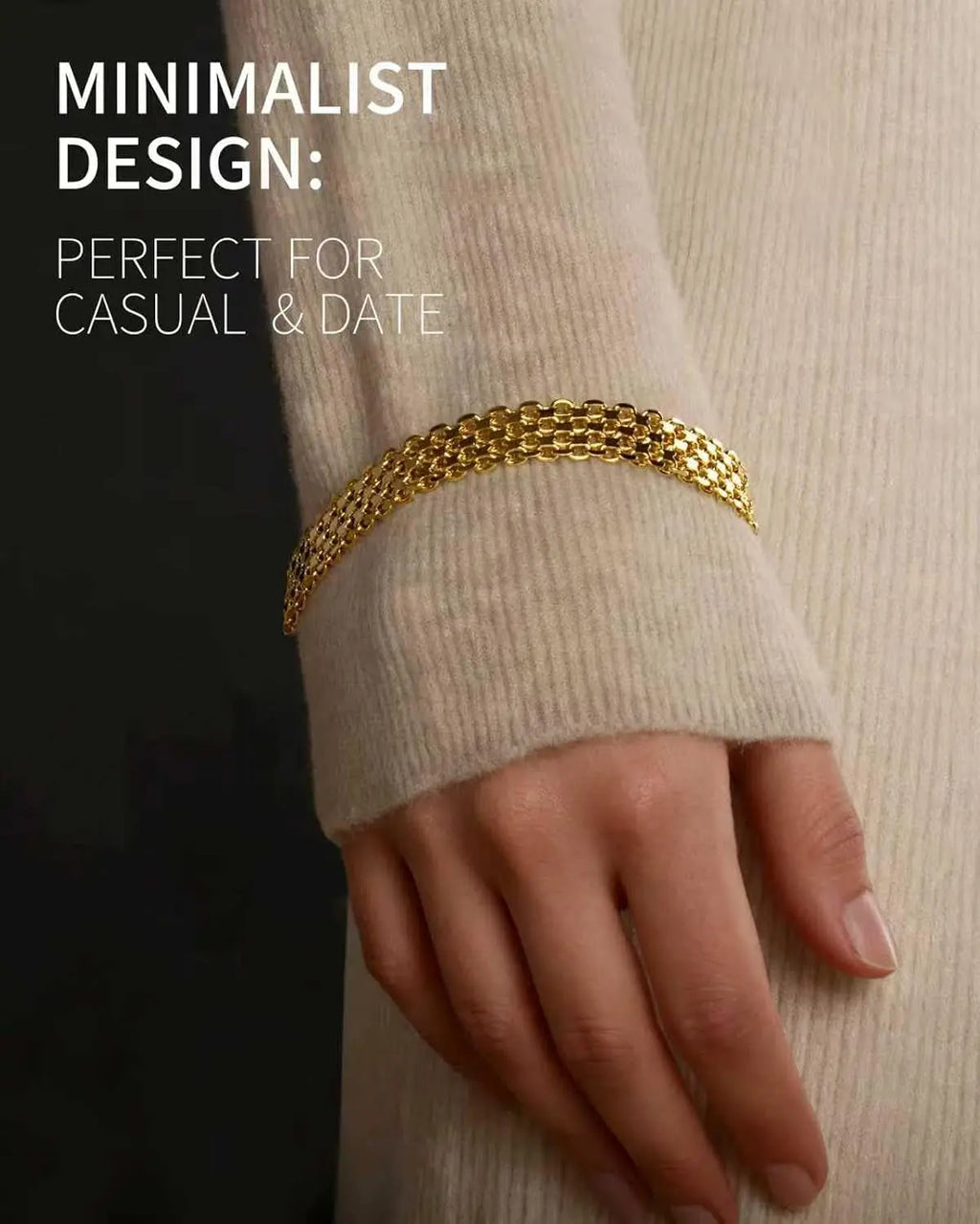 14K Gold 10Mm Mesh Chain Link Bracelet 
