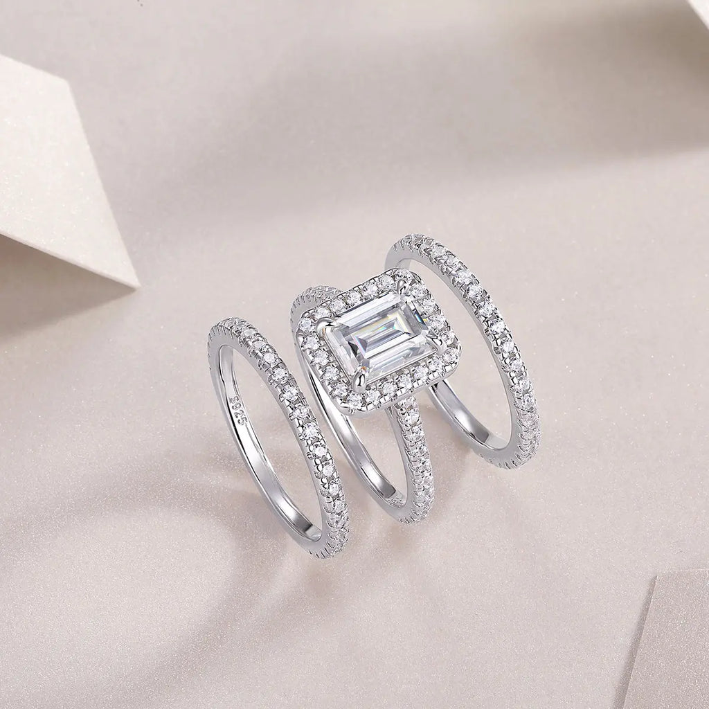 Simple And Elegant -  Moissanite S925, Silver And Platinum-plated Diamond Wedding Ring. The Ring Can Be Inspected With A Diamond Pen NP Collection
