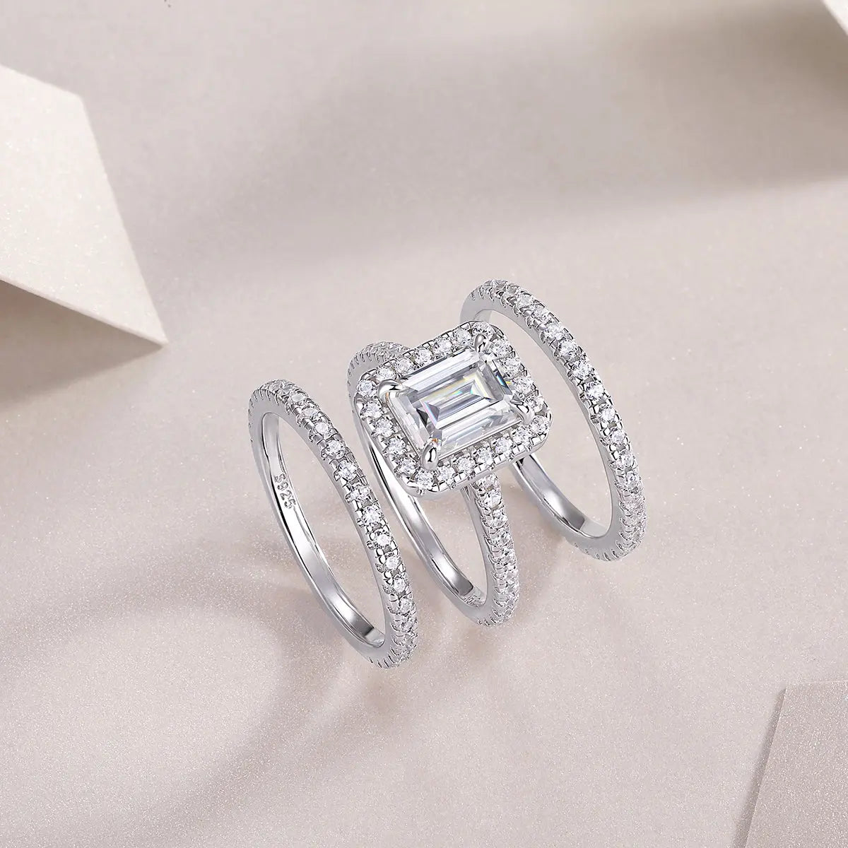 Simple And Elegant -  Moissanite S925, Silver And Platinum-plated Diamond Wedding Ring. The Ring Can Be Inspected With A Diamond Pen NP Collection