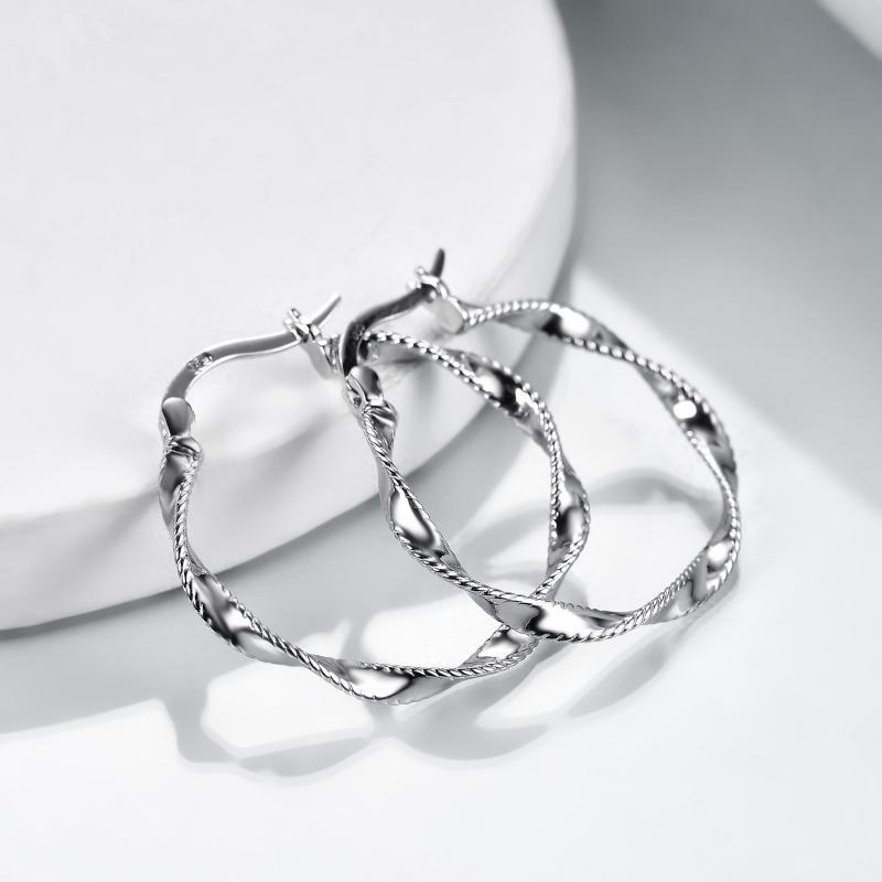 Circle Endless Hoop Earrings Twist 30MM Hypoallergenic