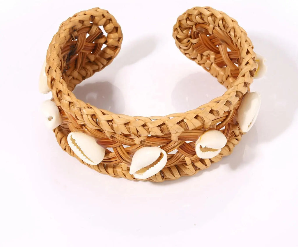 Rattan Bracelet Handmade Lightweight Straw Wicker Braid Cuff Bangle Bracelet 