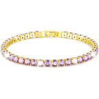 18K Gold Plated Tennis Bracelets for Women Girls CZ June Birthstone Bracelet with Purple Alexandrite Birthday Graduation Mothers Day Jewelry Gifts Teen Her Girlfriend Adults Kids Age Ideas