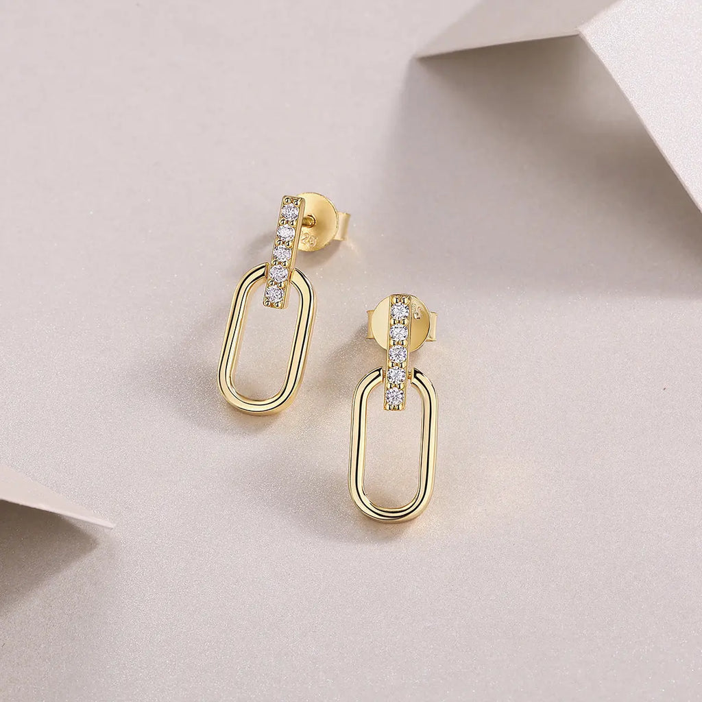 Aloof – Moissanite Luxury & Fashionable Silver Stud Earrings, S925 Gold Plated NP Collection