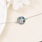 Sterling Silver Girls Dog Adjustable Bracelet with Crystal