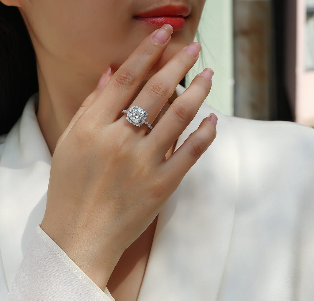 Gorgeous Square Diamond - Moissan S925 Sterling Silver And Platinum-plated Diamond Ring