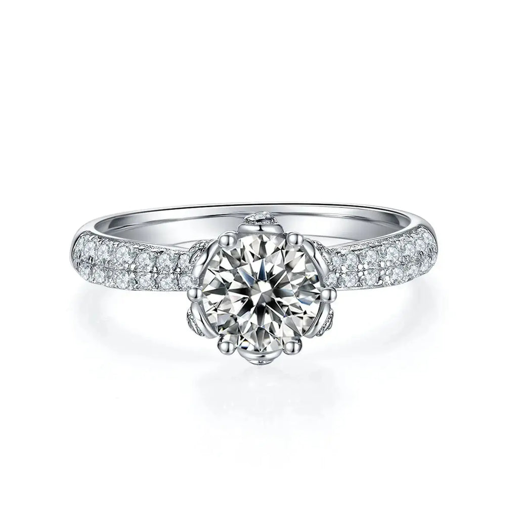 1-carat Luxury And Fashionable Light Luxury Jewelry Silver Ring Set With Top-quality Moissanite, S925 Silver Plated Platinum NP Collection