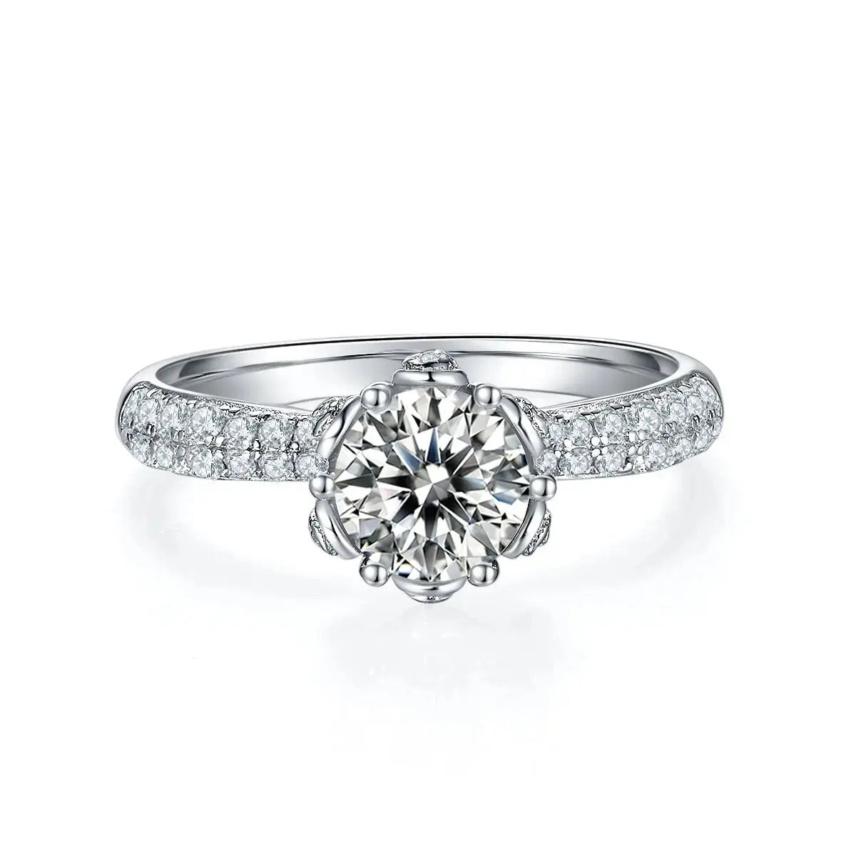 1-carat Luxury And Fashionable Light Luxury Jewelry Silver Ring Set With Top-quality Moissanite, S925 Silver Plated Platinum NP Collection