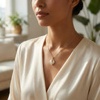 925 Sterling Silver Elegant White Jadeite Peace Buckle Necklace with Pink Enamel Flower and Lustrous Pearl NP Collection