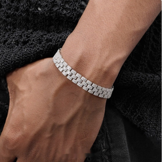 Platinum-plated Diamond Tennis Chain Bracelet