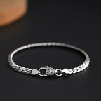 S925 Silver Flat Snake Glossy Curb Bracelet