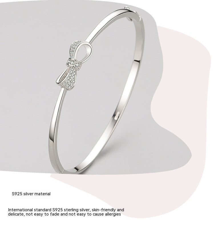 S925 Sterling Silver Bow Bracelet All-match Jewelry