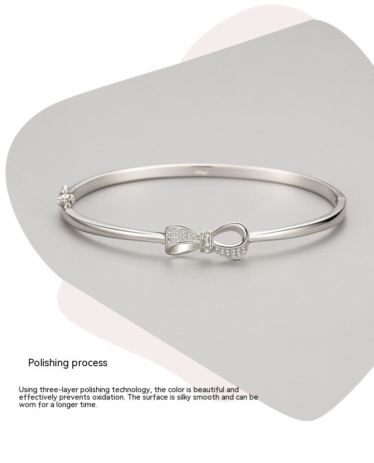 S925 Sterling Silver Bow Bracelet All-match Jewelry