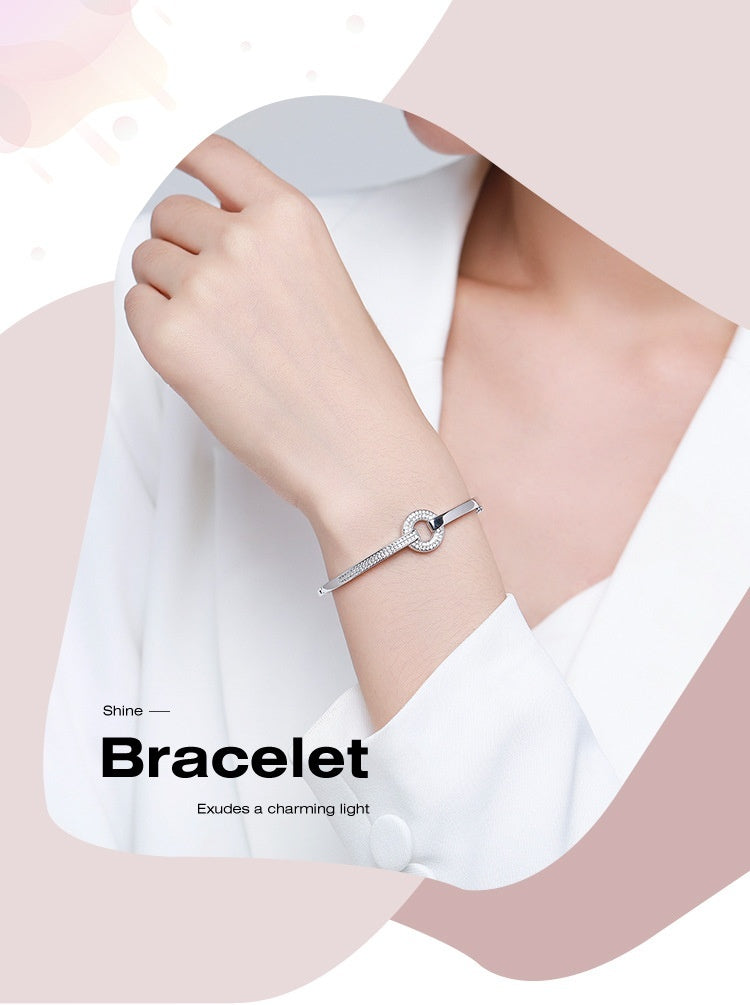 S925 Silver Bracelet High-grade Round Diamond