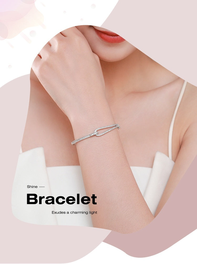 S925 Sterling Silver Bracelet Diamond Geometric Bracelet