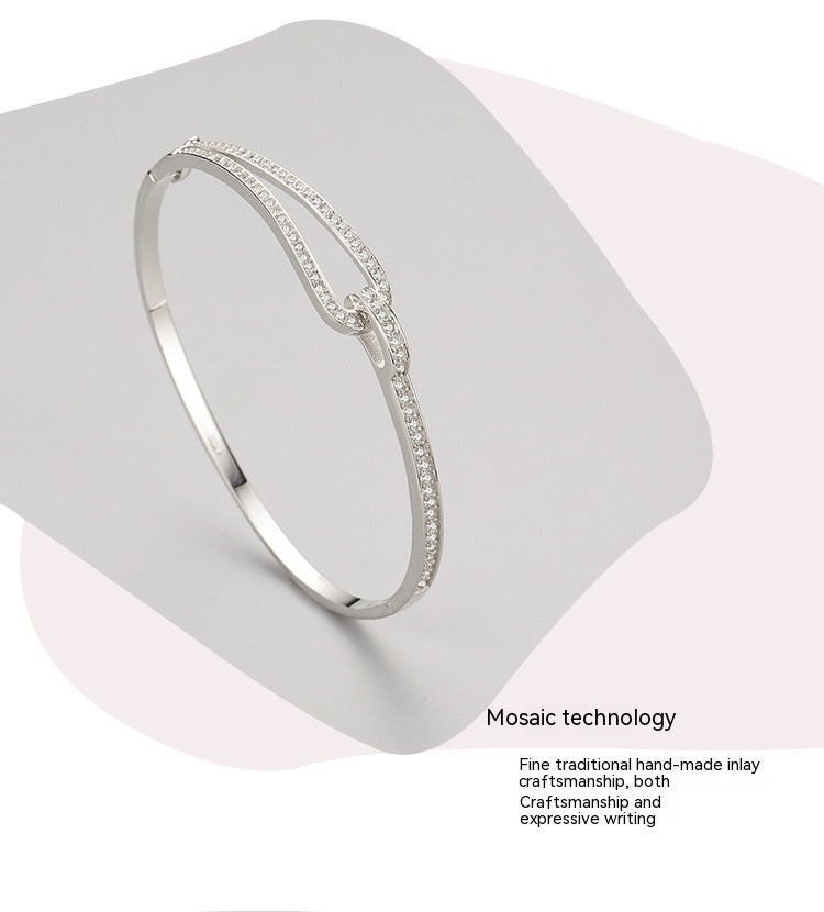 S925 Sterling Silver Bracelet Diamond Geometric Bracelet