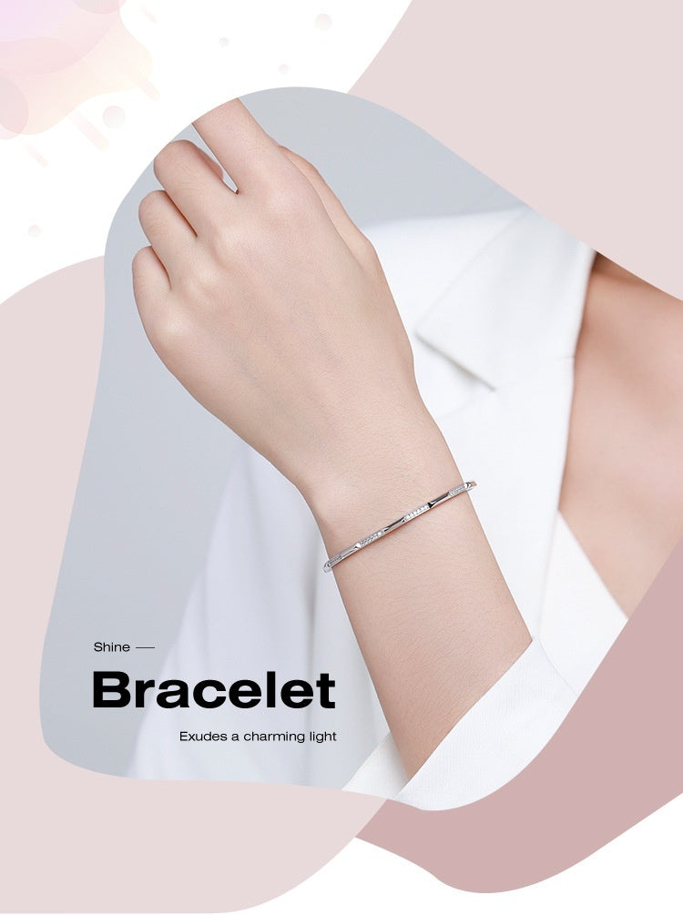 S925 Silver Bracelet Korean-style Micro-inlaid Bracelet Light Luxury