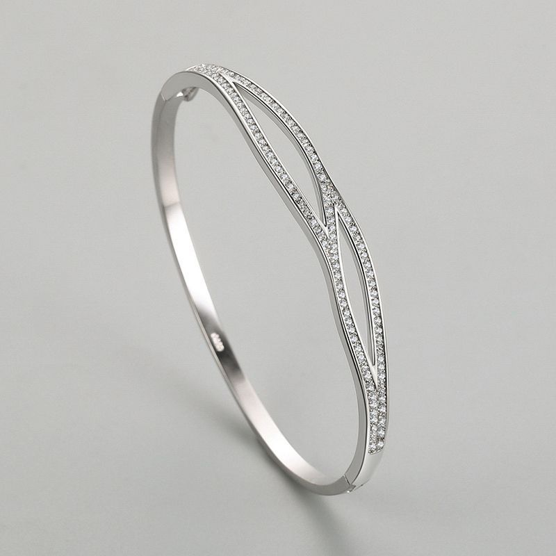 S925 Silver Bracelet Japanese And Korean Simple Double-layer Cross Diamond