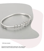 S925 Silver Bracelet Leaf Oval Open-ended