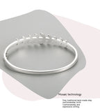S925 Silver Bracelet Leaf Oval Open-ended