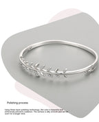 S925 Silver Bracelet Leaf Oval Open-ended