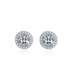 Round Bag Four-claw Moissanite Stud Earrings