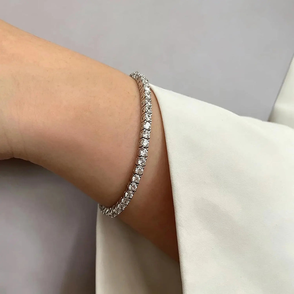 Moissanite Tennis Bracelet 14K Gold Plated D Color VVS1 