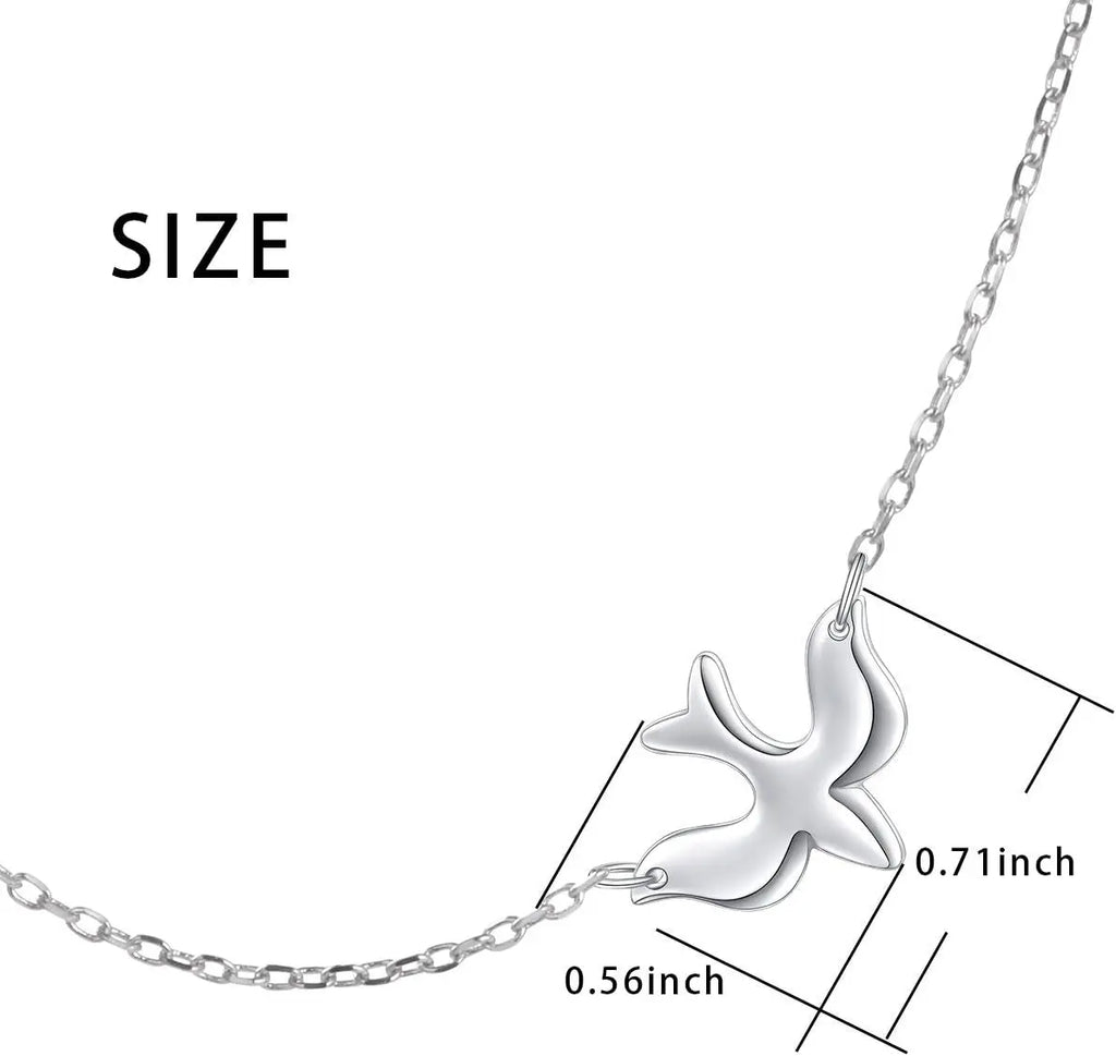 S925 Sterling Silver Jewelry Doves Birds Faith Hope Love Choker Necklace 14+4"