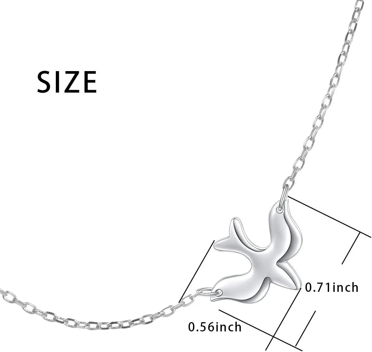 S925 Sterling Silver Jewelry Doves Birds Faith Hope Love Choker Necklace 14+4"