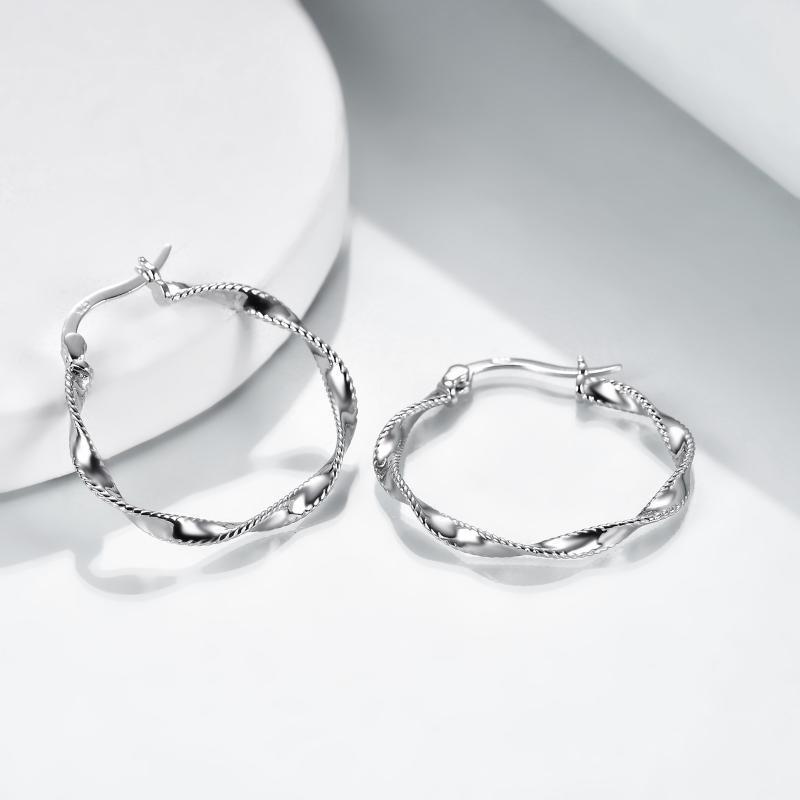 Circle Endless Hoop Earrings Twist 30MM Hypoallergenic