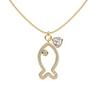 New S925 Sterling Silver Necklace Female Hollow Fish Shape Zircon Personality All-match