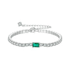 S925 Sterling Silver Classic Elegant Emerald Bracelet