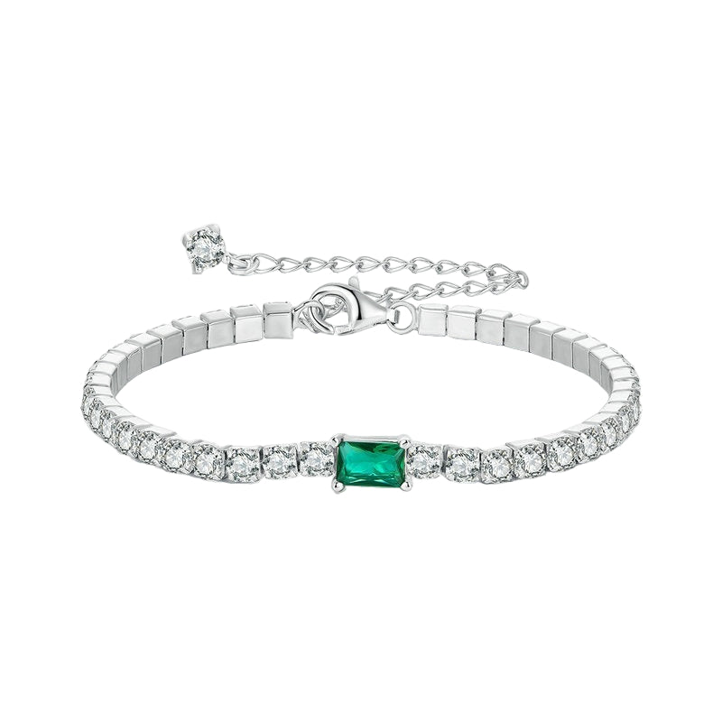 S925 Sterling Silver Classic Elegant Emerald Bracelet
