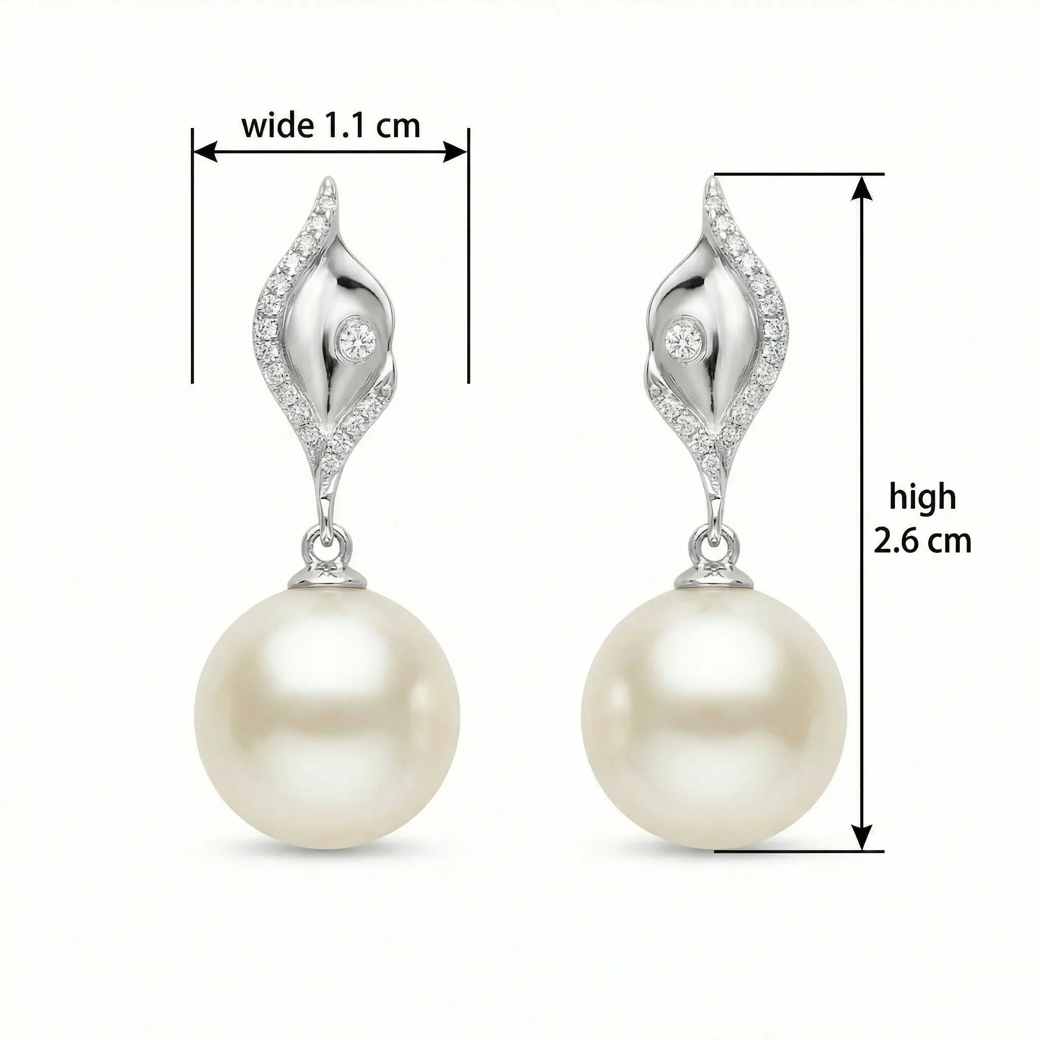 925 Sterling Silver Elegant White Pearl Drop Earrings with CZ Accents and Fluid Silver-Toned Settings